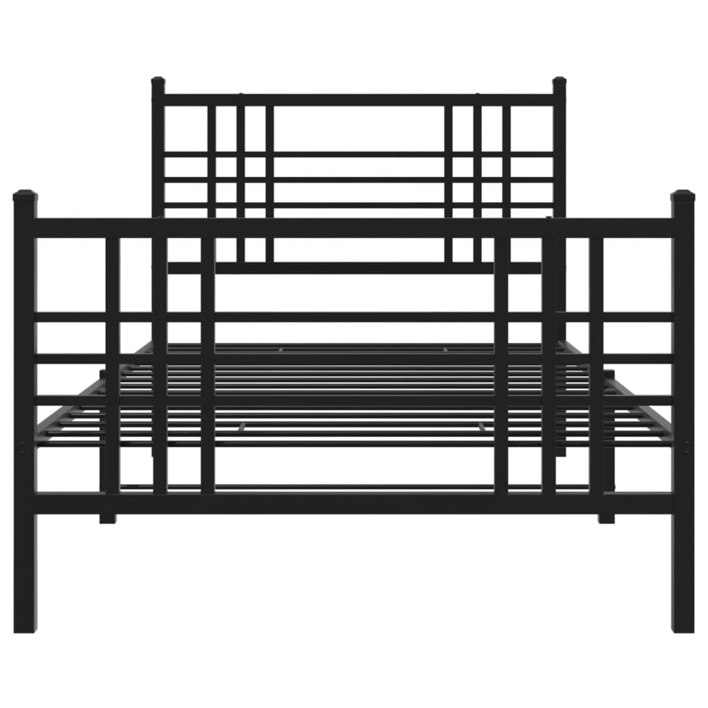 Bettgestell mit Kopf- und Fußteil Metall Schwarz 90x200 cm