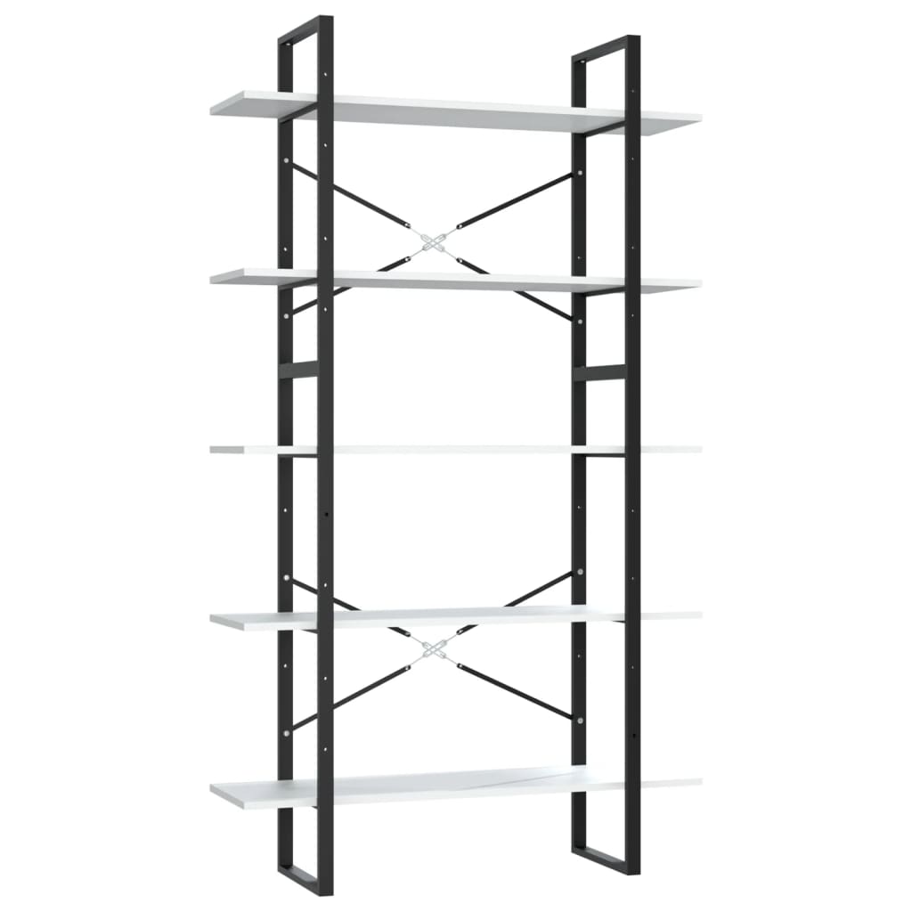 Bücherregal 5 Fächer Weiß 40x30x175 cm Holzwerkstoff