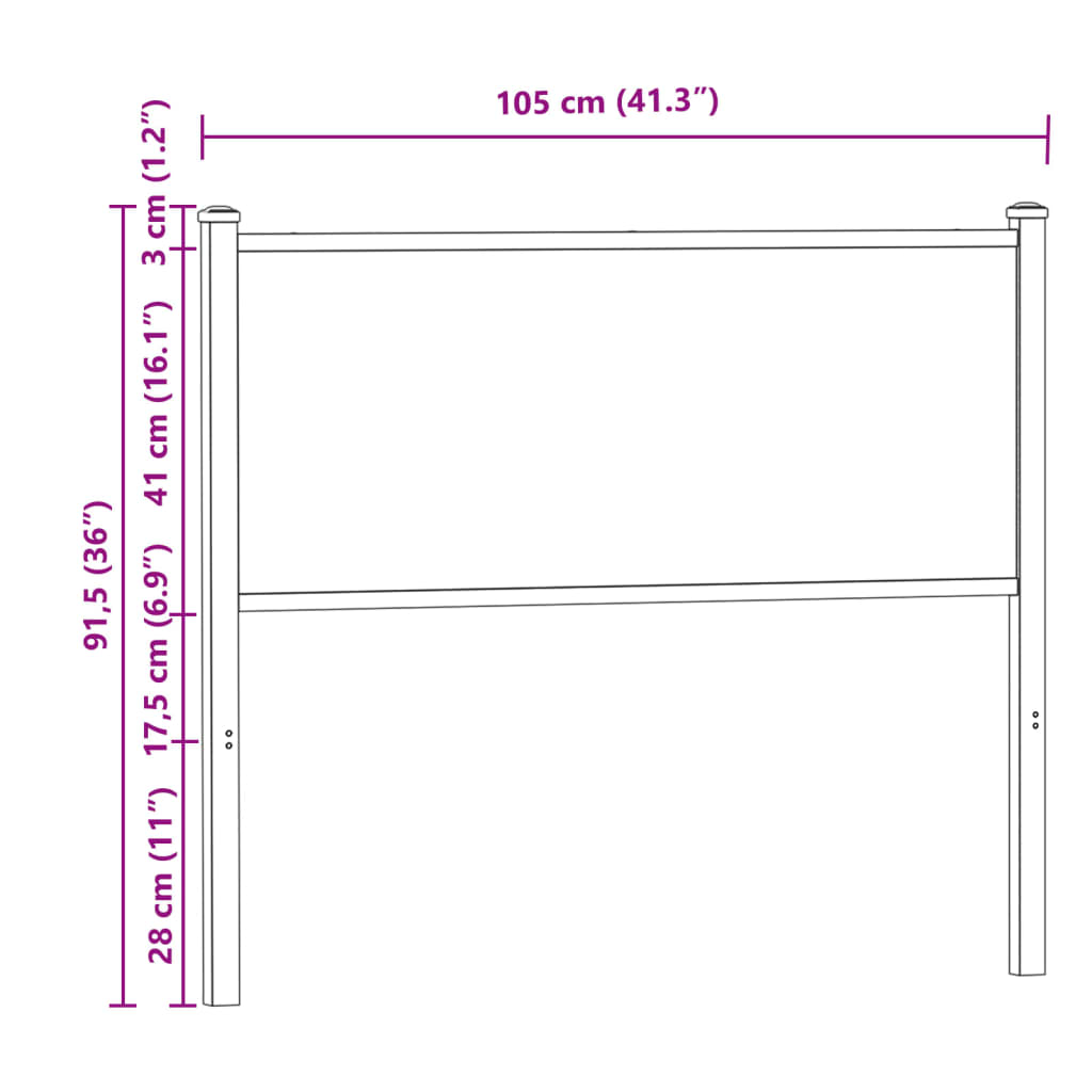 Ersatz-Kopfteil Räuchereiche 75 cm Holzwerkstoff und Stahl