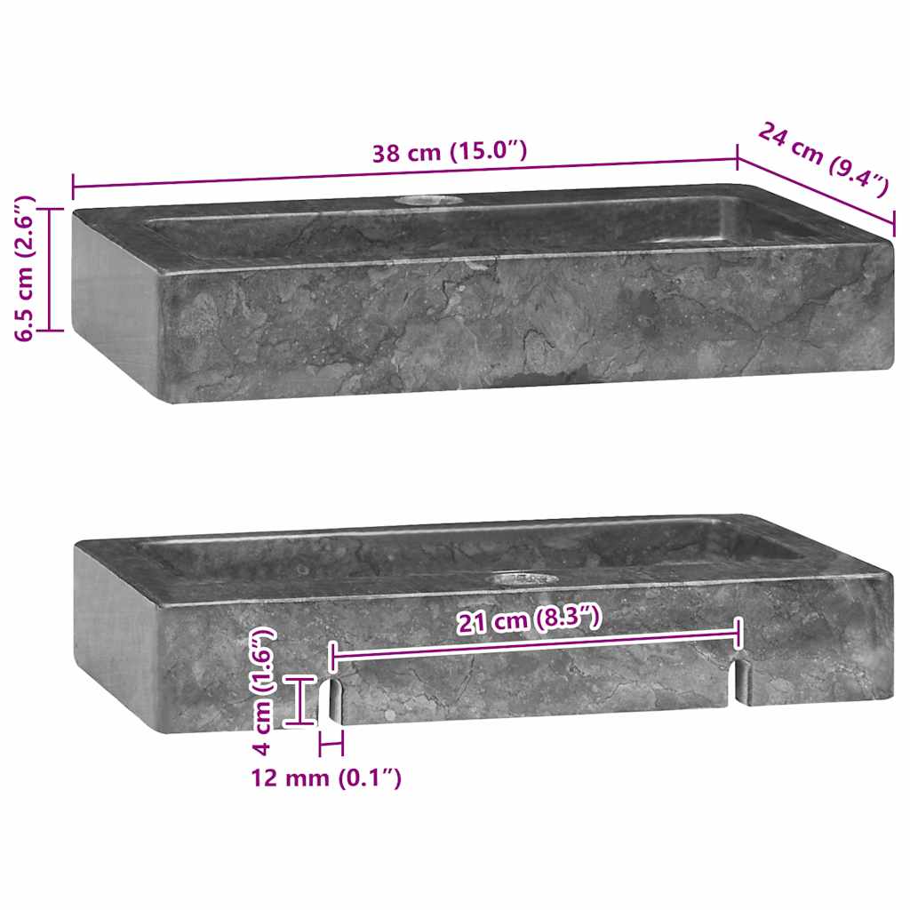 Wandwaschbecken Creme 38x24x6,5 cm Marmor