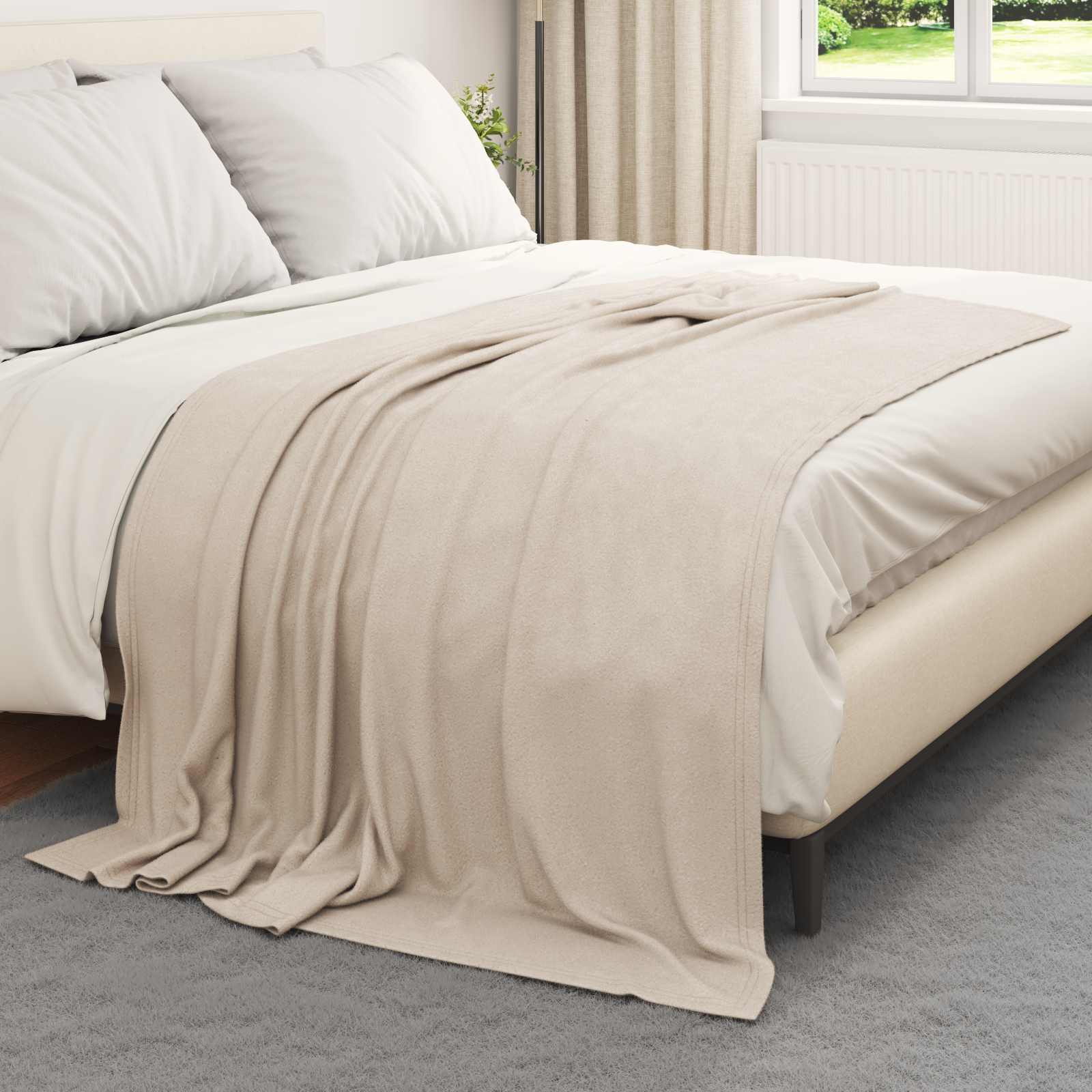 Überwurfdecke Beige 170 x 130 cm Fleece