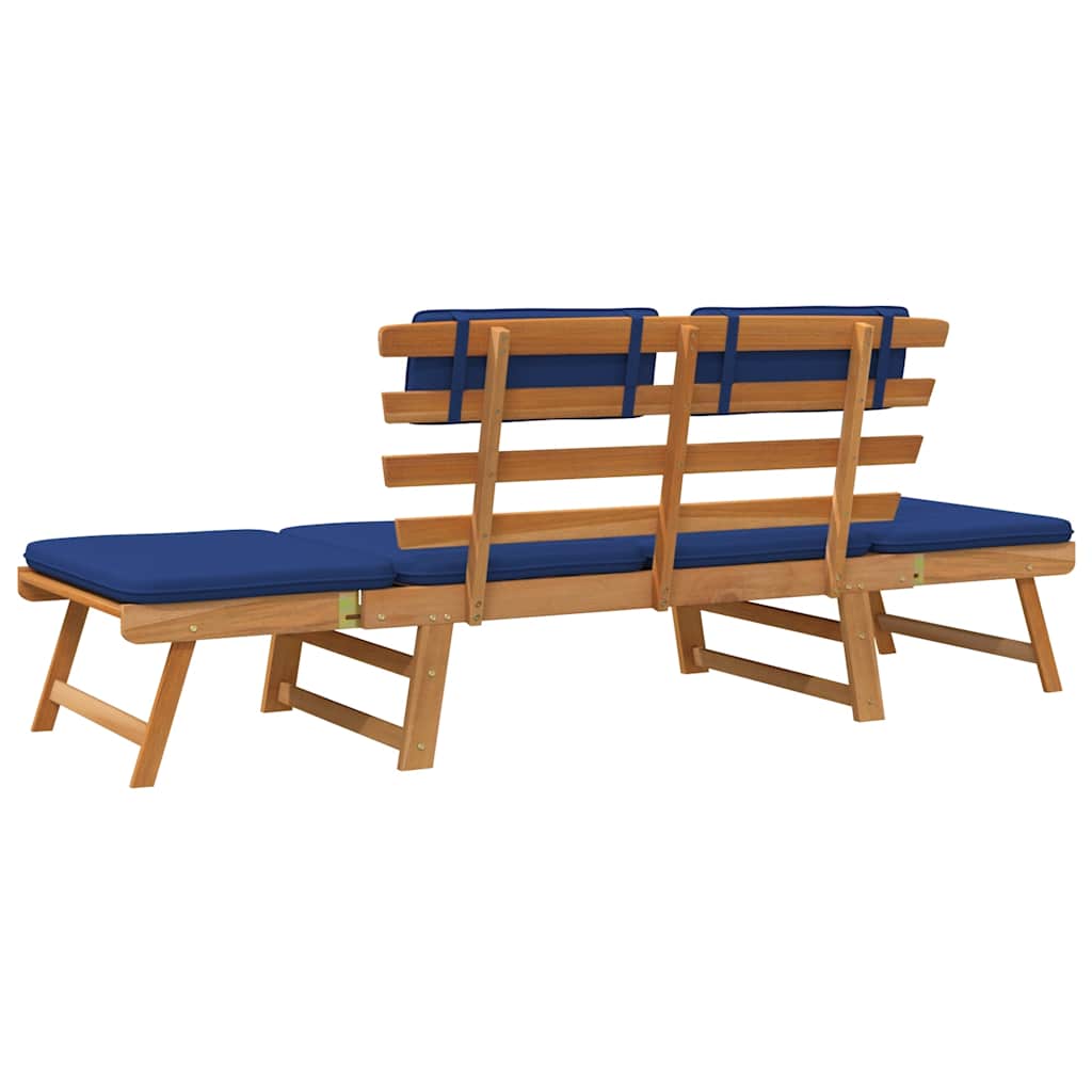 Gartenbank mit Auflagen 2-in-1 190 cm Grau Massivholz Akazie