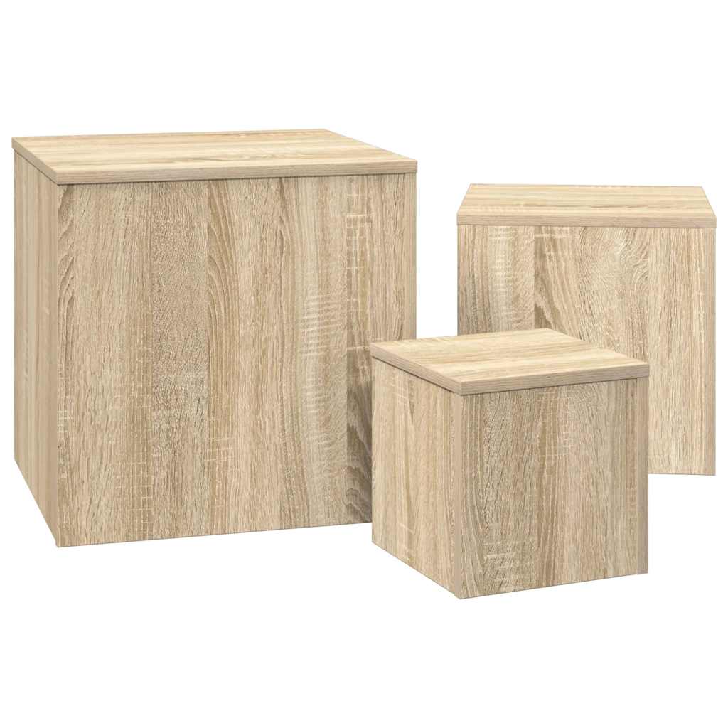 Beistelltische 3 Stk. Weiß Holzwerkstoff