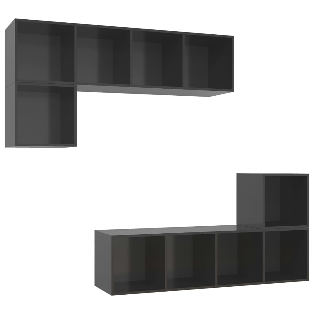 4-tlg. TV-Schrank-Set Weiß Holzwerkstoff