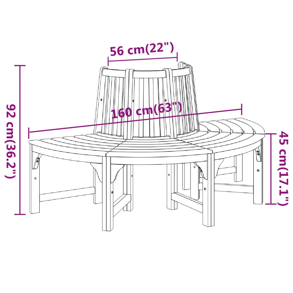 Baumbank Rund Ø208 cm Massivholz Eukalyptus