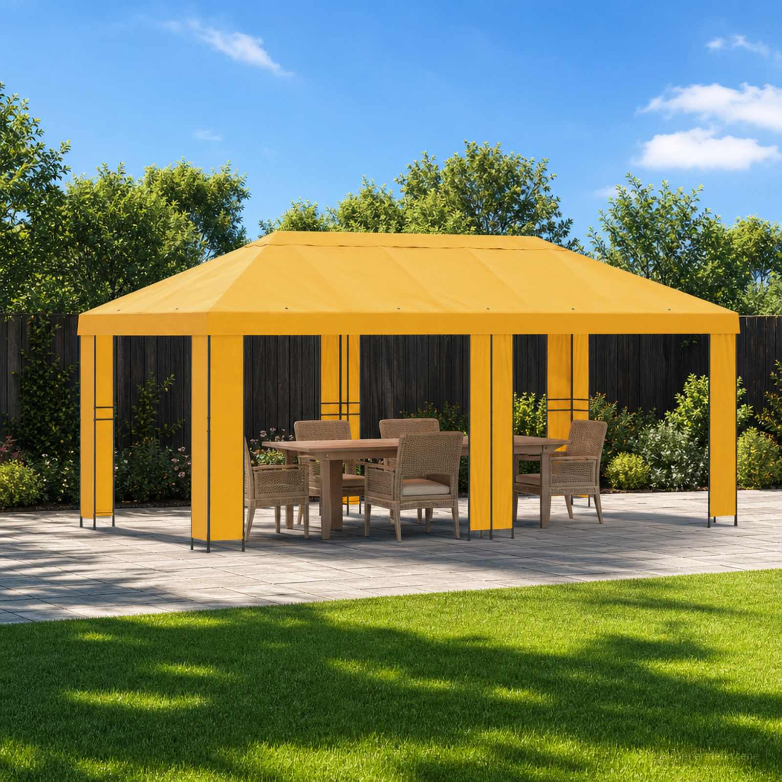 Garten Pavillon 6 x 3 m Beige Polyester und Stahl 190