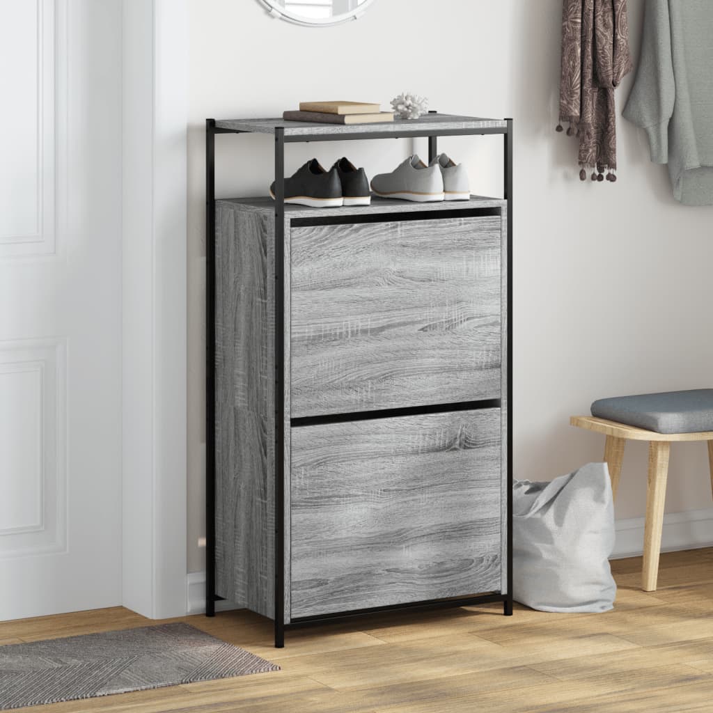Schuhschrank mit 4 Klappen Sonoma-Eiche 100x34x112 cm