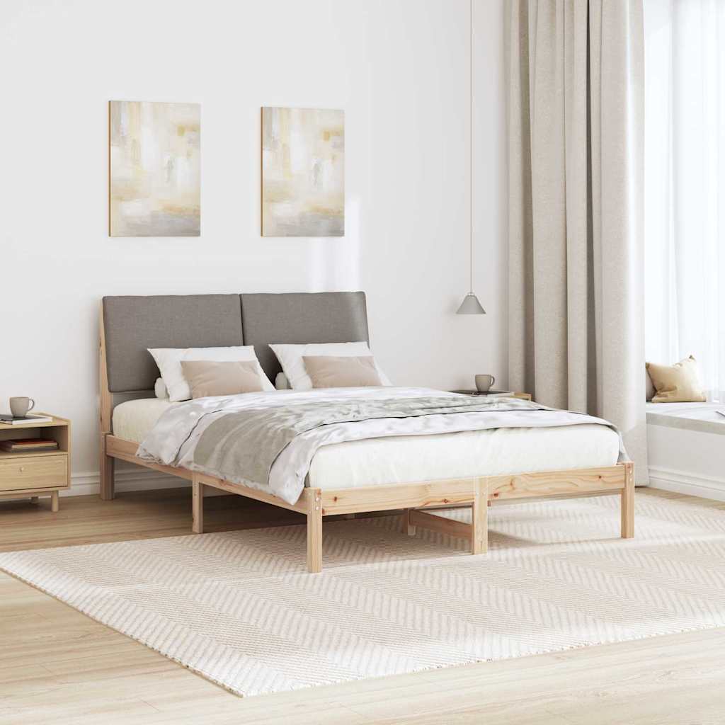 Bettgestell Braun und hellgrau 200 x 200 cm Massivholz Kiefer