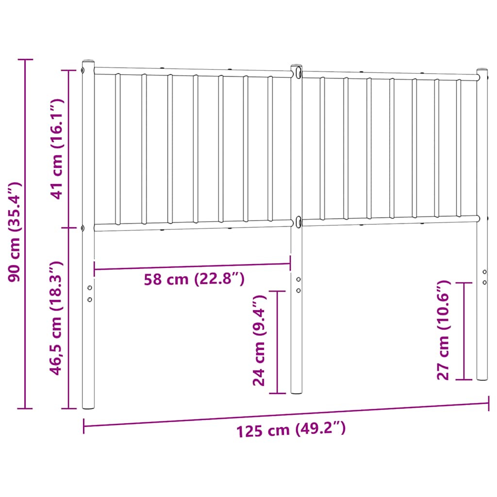 Ersatz-Kopfteil Metall Schwarz 75 cm