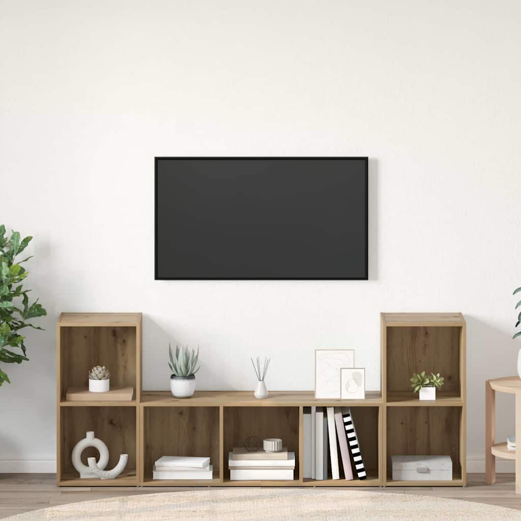 3-tlg. TV-Schrank-Set Weiß Holzwerkstoff