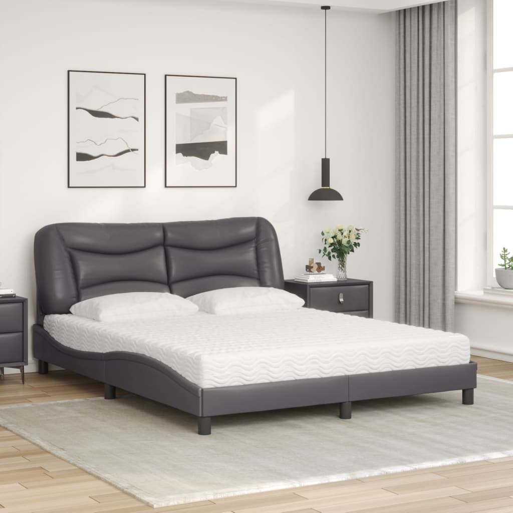 Bett mit Matratze "Hvar" Schwarz 80x200 cm Kunstleder
