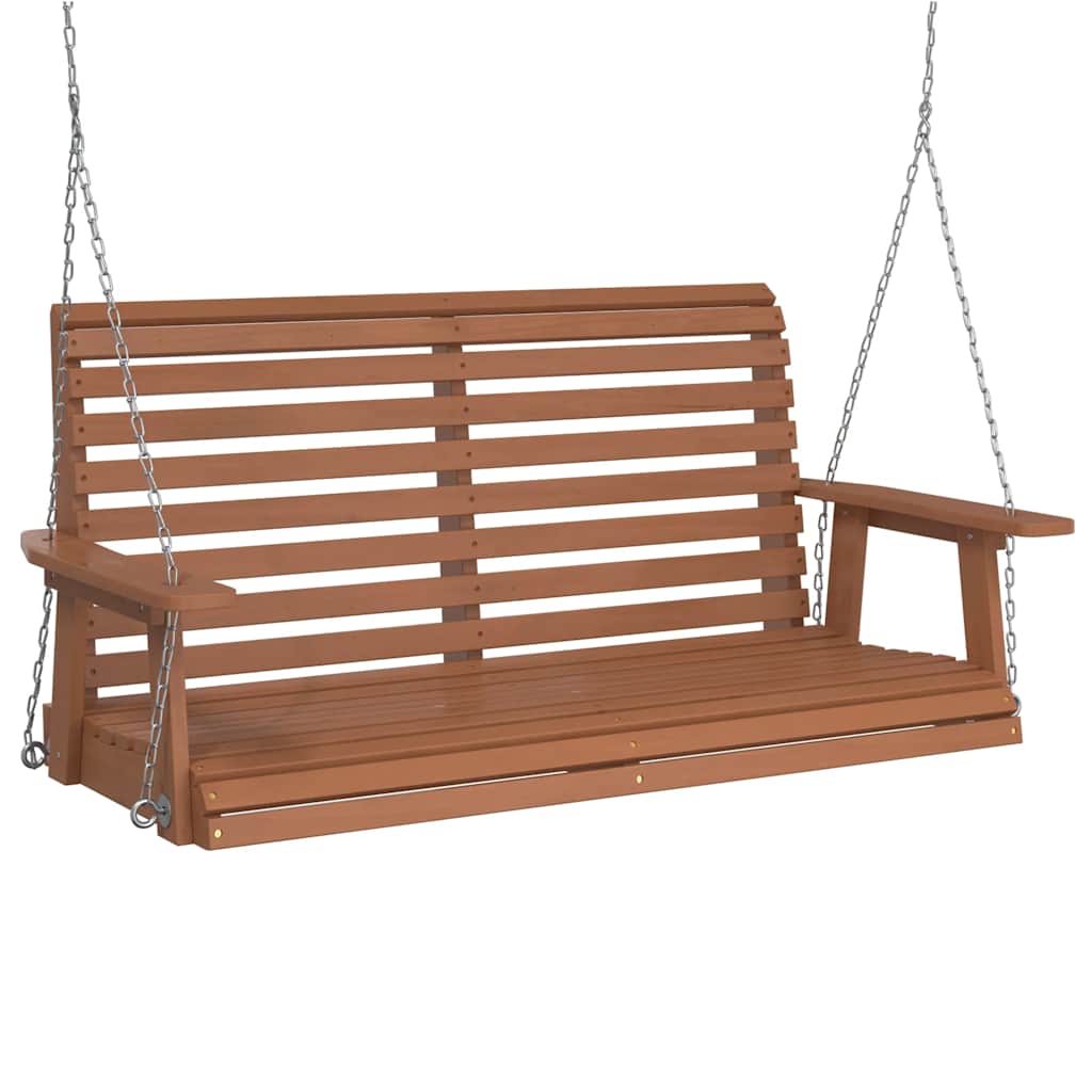 Garten-Hängestuhl mit Metallketten Braun Massivholz Tanne