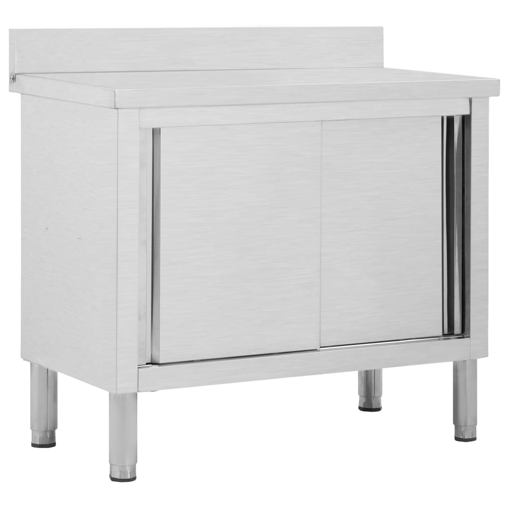 Arbeitsschränke mit Schiebetüren 2 Stk. 200x50x(95-97) cm Edelstahl