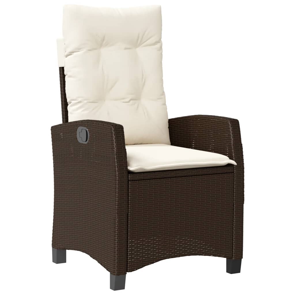 Gartensessel Verstellbar mit Kissen Schwarz Poly Rattan