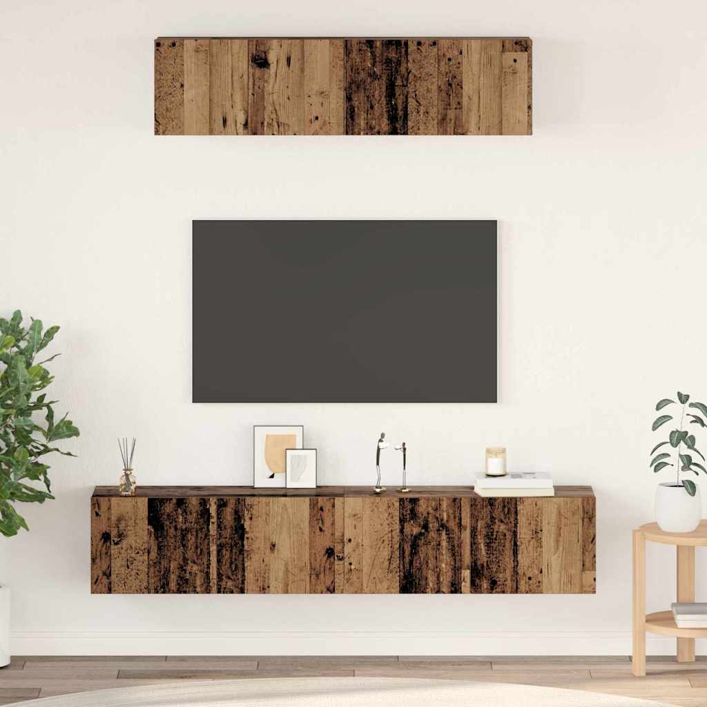 4-tlg. TV-Schrank-Set Weiß Holzwerkstoff