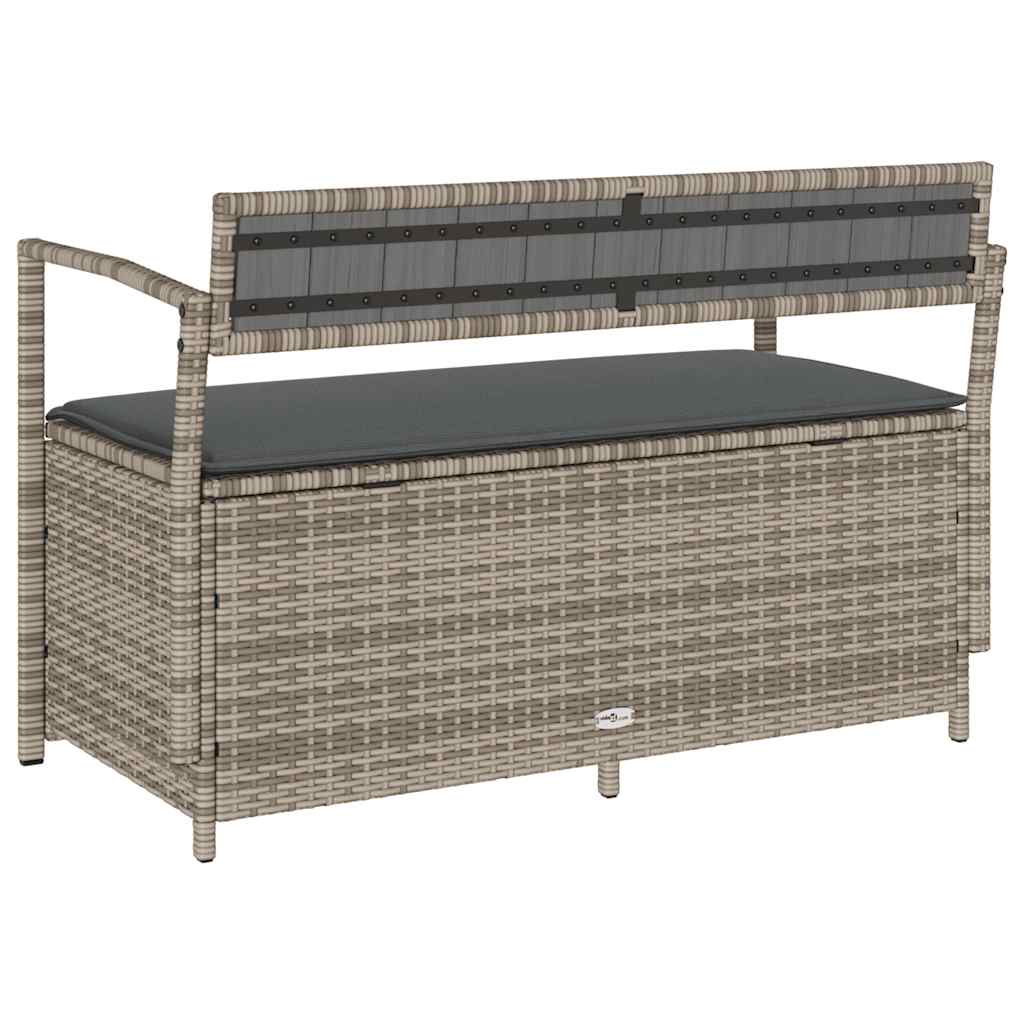Gartenbank mit Stauraum und Kissen Schwarz Poly Rattan