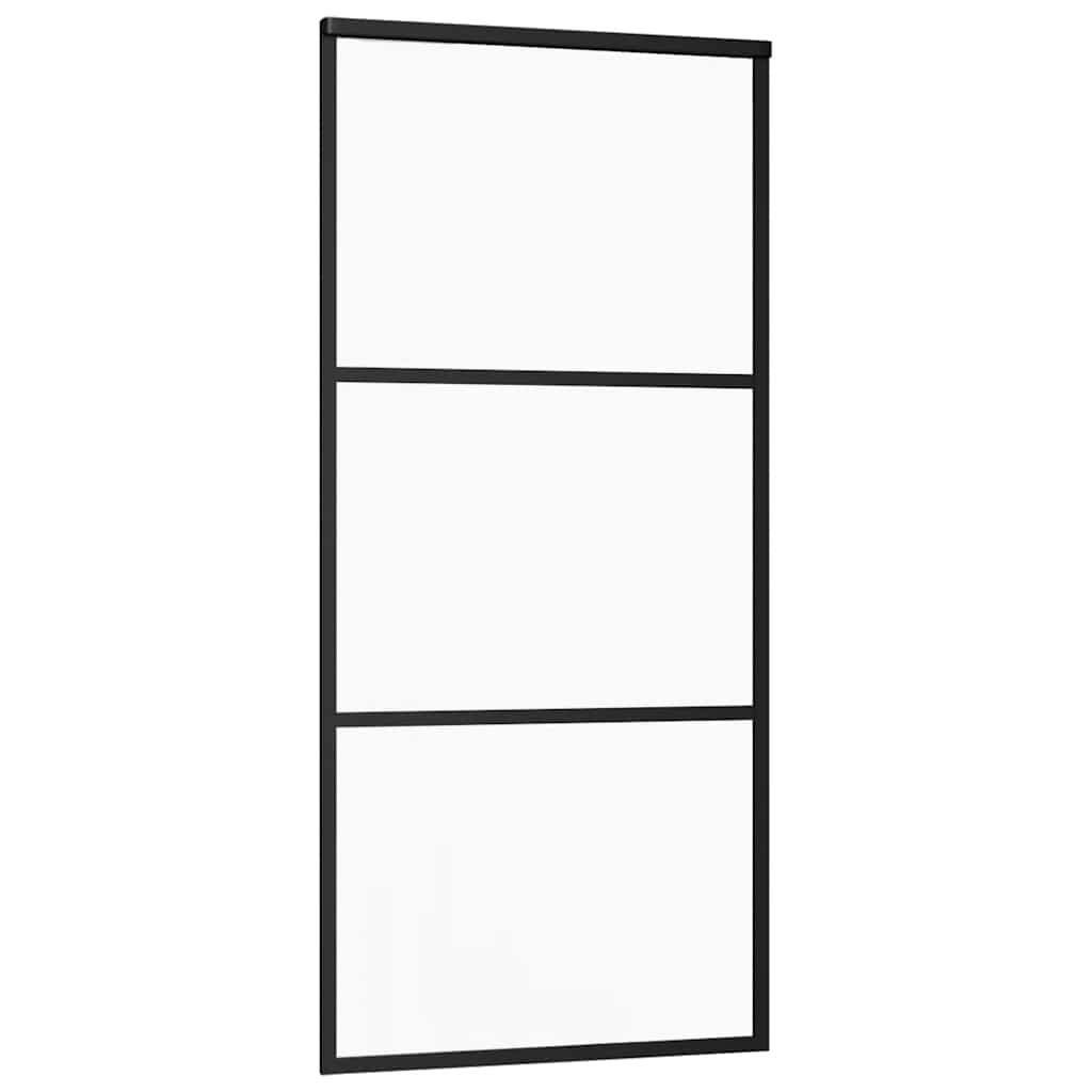 Schiebetür mit Beschlag Schwarz 76x205 cm ESG-Glas