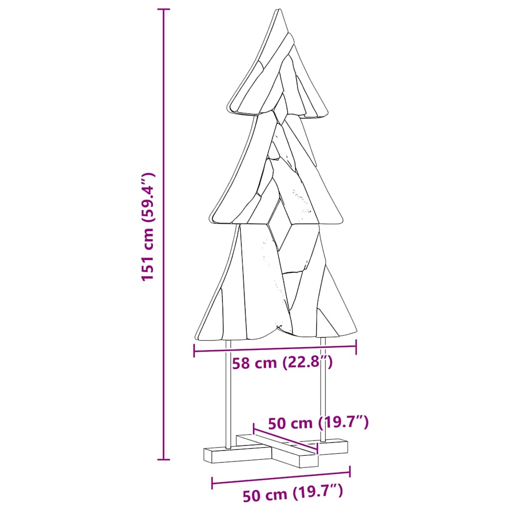 Weihnachtsbaum mit Ständer Braun 90 cm Massivholz Teak