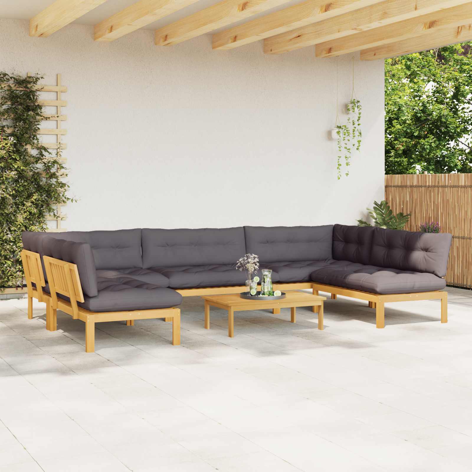 3-tlg. Garten-Sofagarnitur aus Paletten Massivholz Akazie