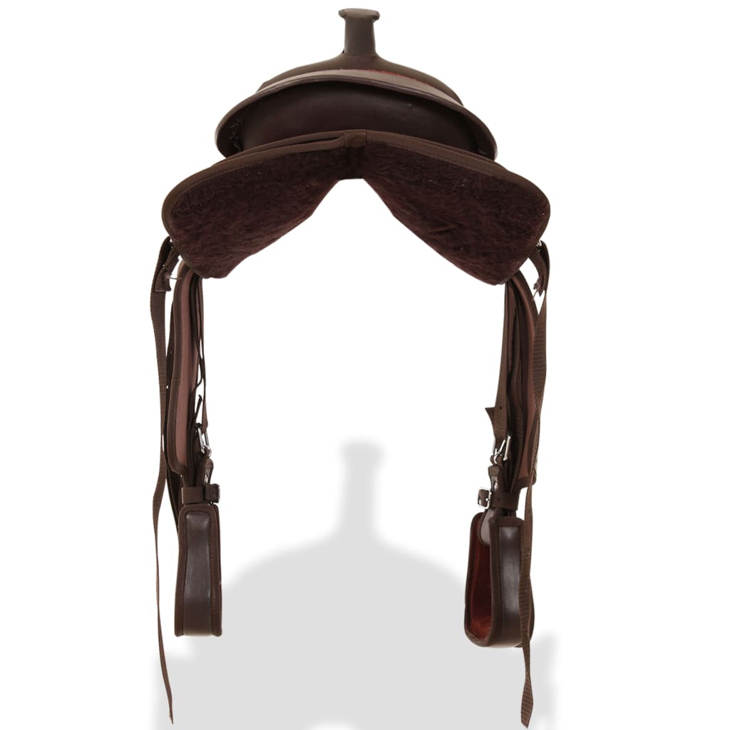 Western-Sattel, Halfter & Brustblatt Echtleder 15" Braun