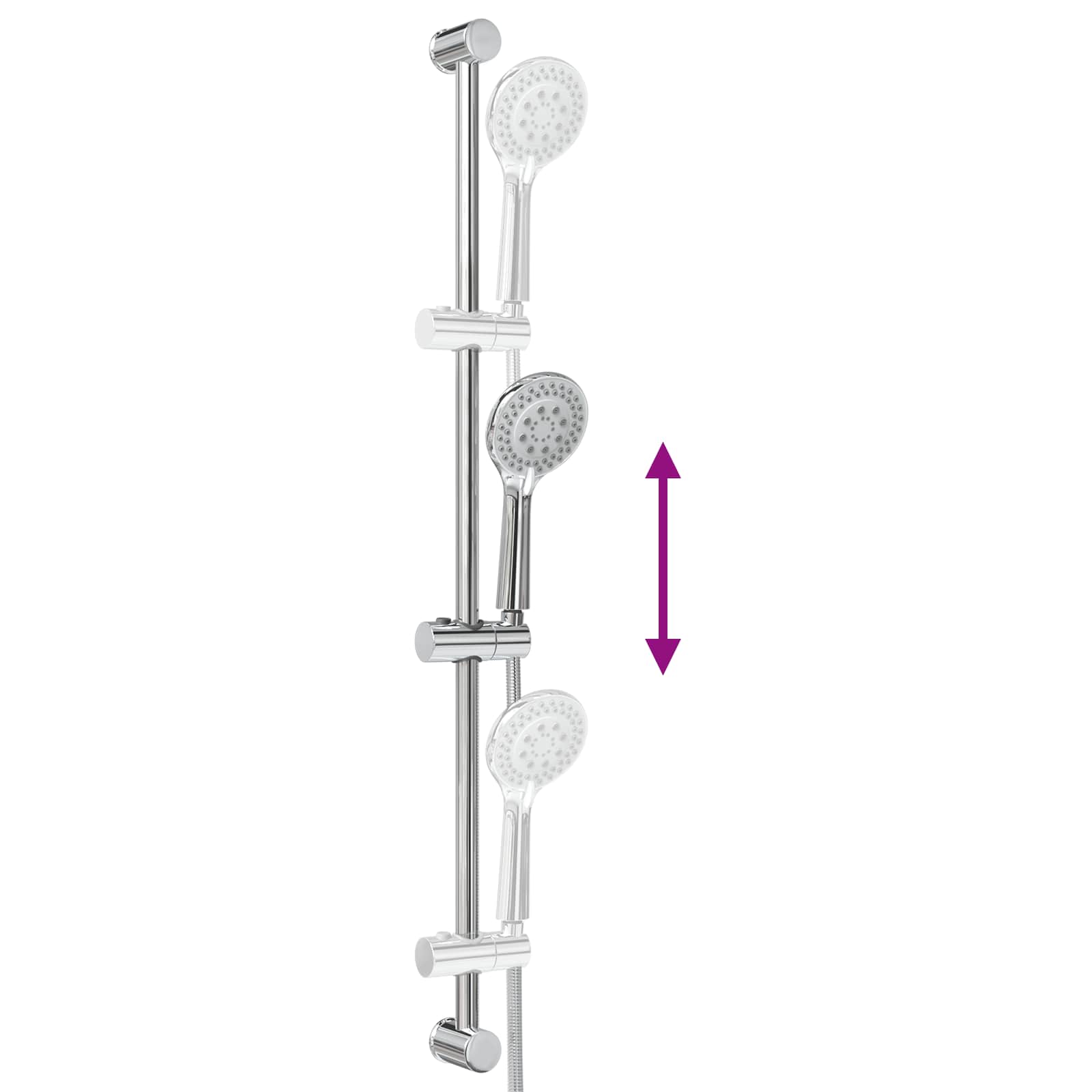 Duschsystem-Set Chrom 70 cm Edelstahl