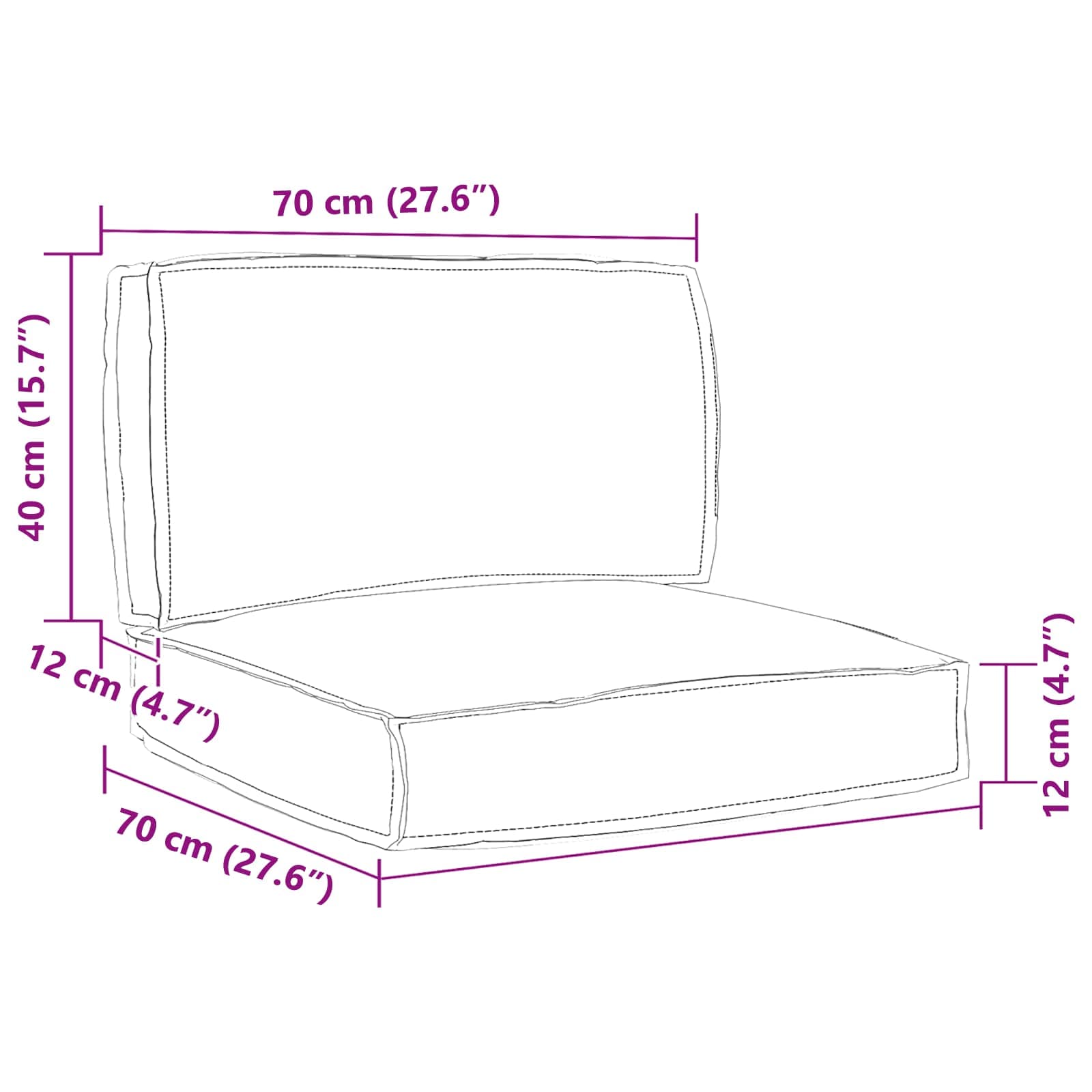 Palettenkissenset 2 pcs Anthrazit Oxford-Stoff