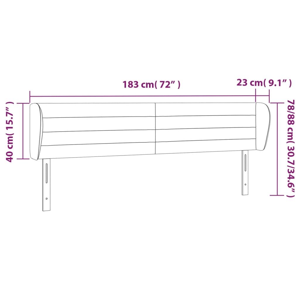 Kopfteil mit Ohren Dunkelblau 203x23x118/128 cm Samt