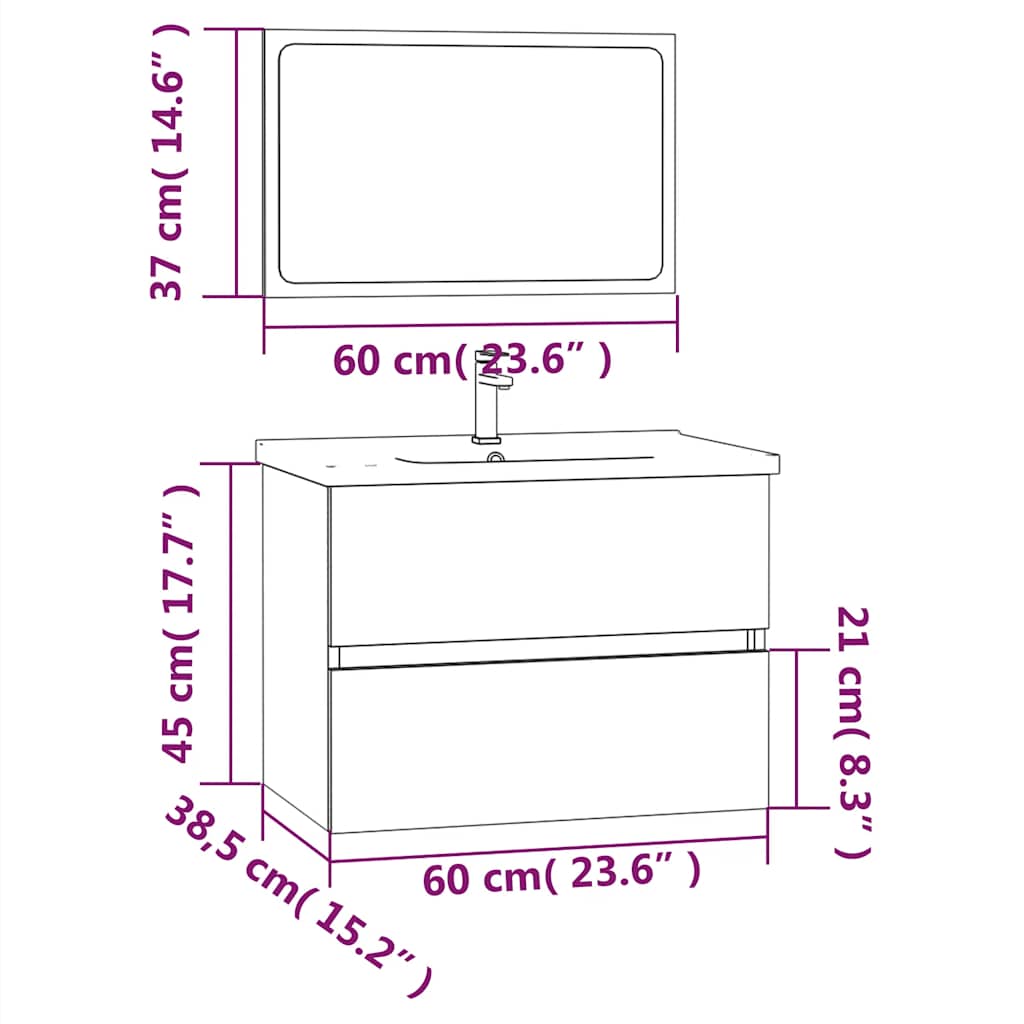 2-tlg. Badmöbel-Set Weiß Holzwerkstoff