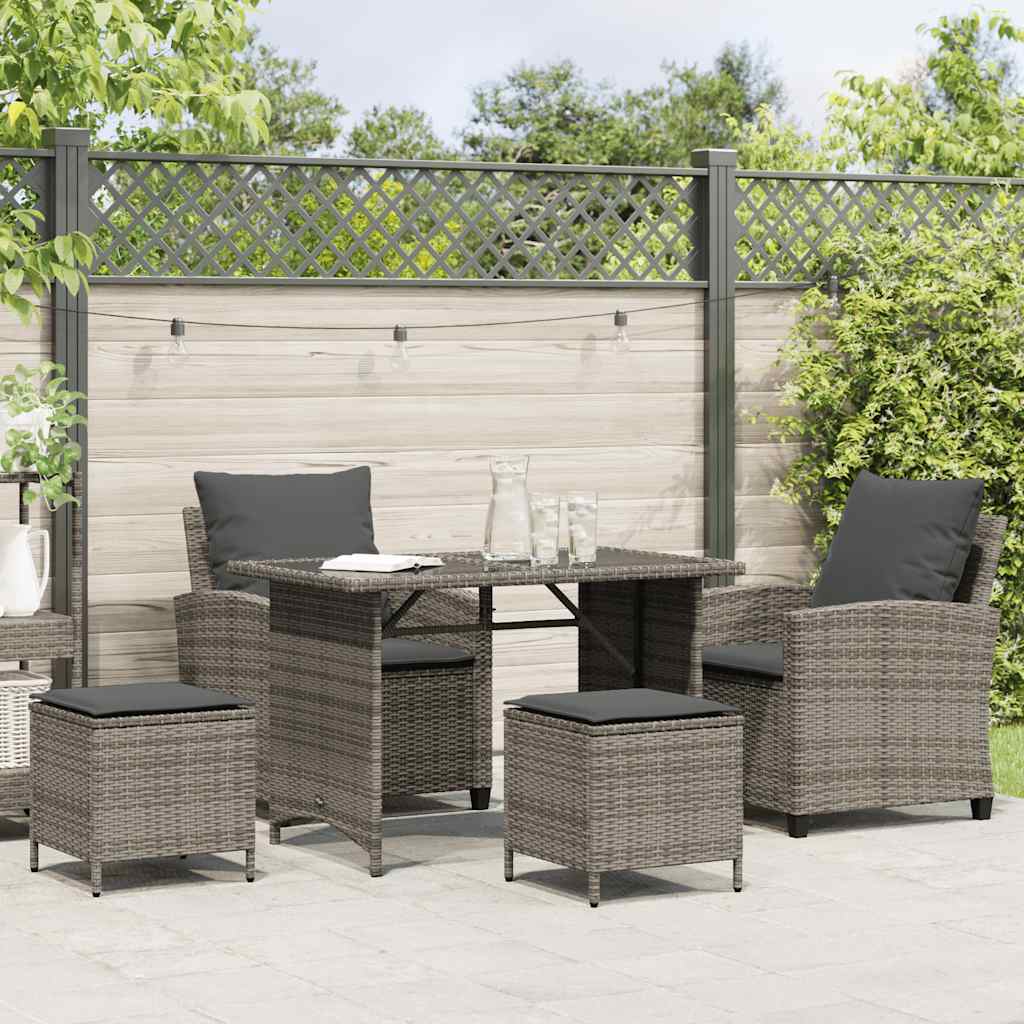 4-tlg. Garten-Sofagarnitur mit Kissen Schwarz Poly Rattan