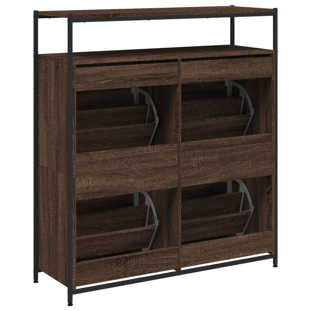 Schuhschrank mit 4 Klappen Sonoma-Eiche 100x34x112 cm