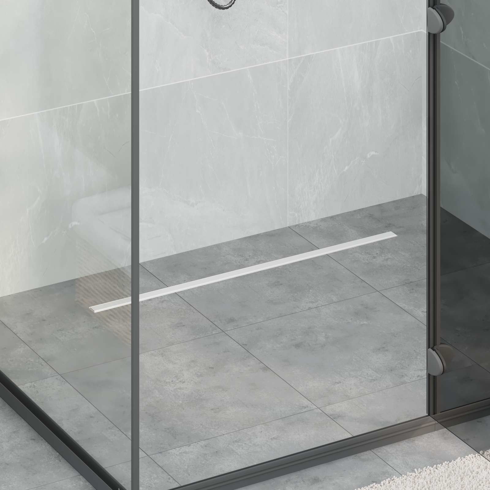 360° Duschablauf mit slim Modell Silber 50 cm Edelstahl 304