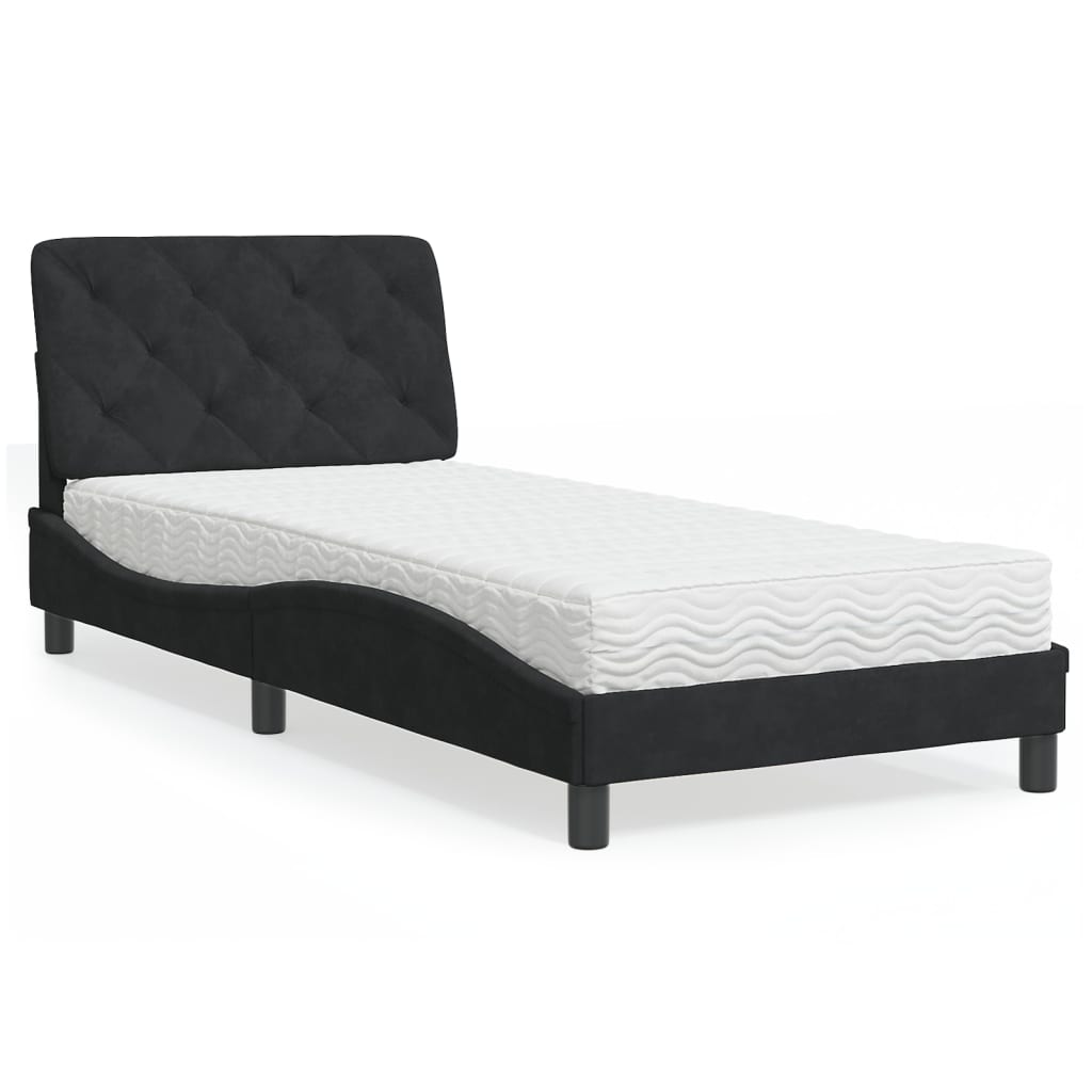 Bett mit Matratze Hellgrau 80x200 cm Samt