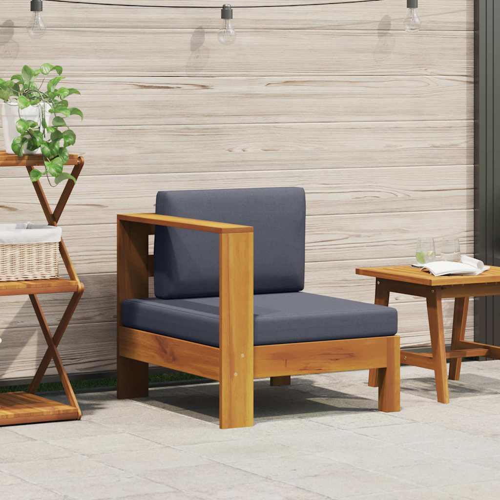 2-tlg. Garten-Lounge-Set mit Cremeweißen Kissen Akazienholz