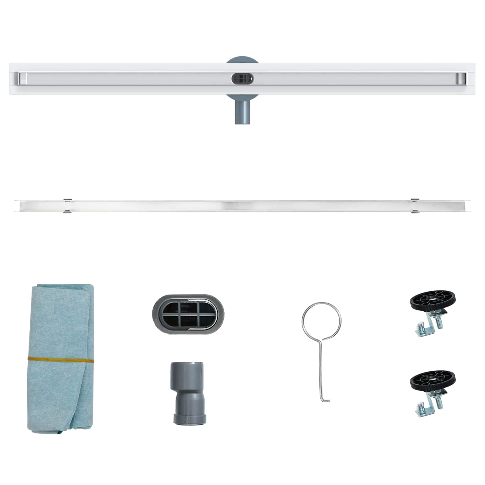360° Duschablauf mit slim Modell Silber 50 cm Edelstahl 304