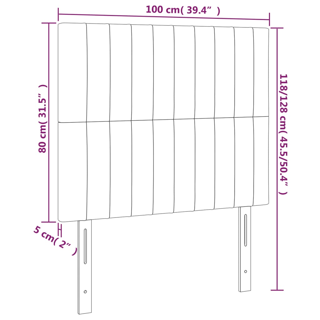 Kopfteil Hellgrau 80x5x118/128 cm Samt
