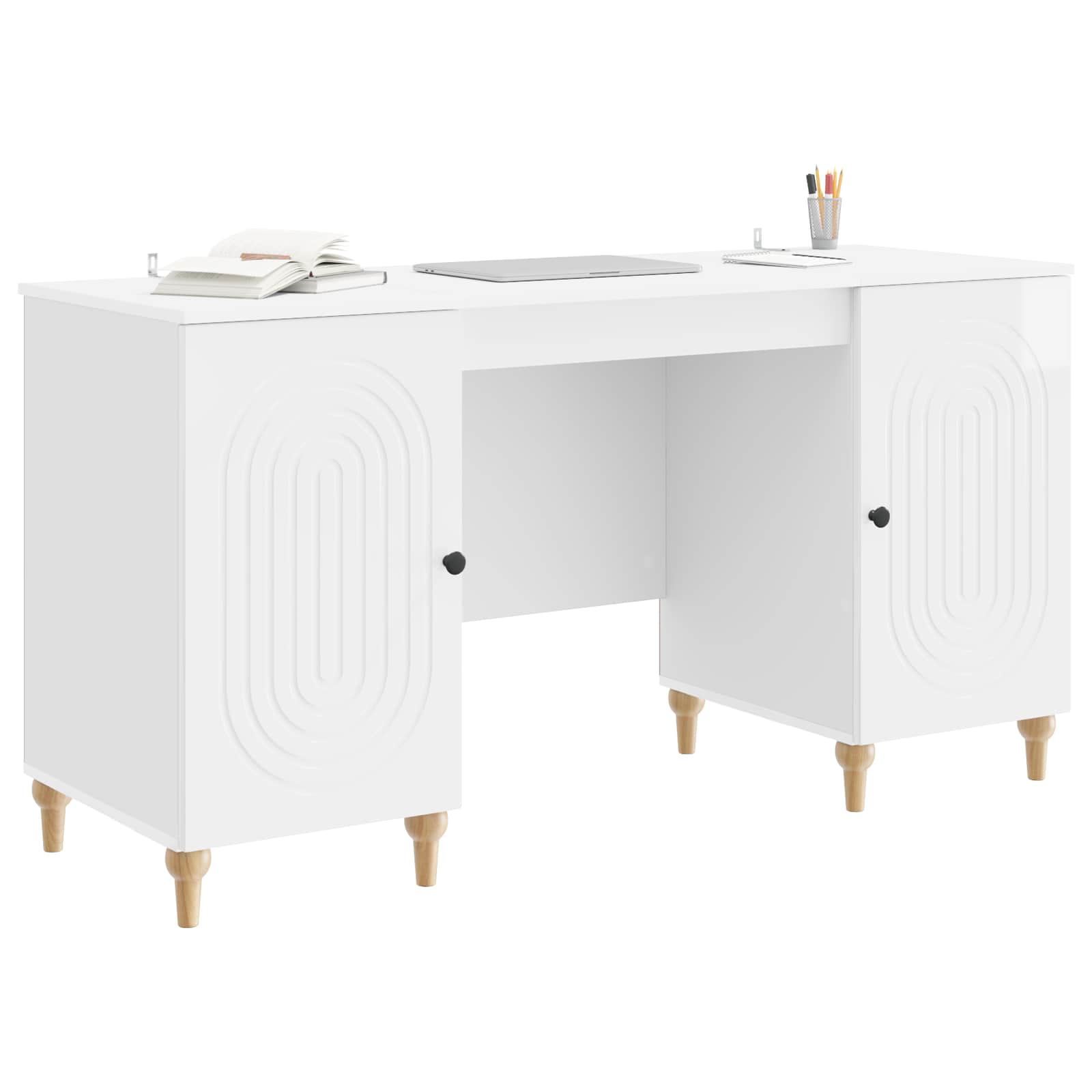 Schreibtisch mit Regal Schwarz 142,5 x 50 x 75 cm Holzwerkstoff