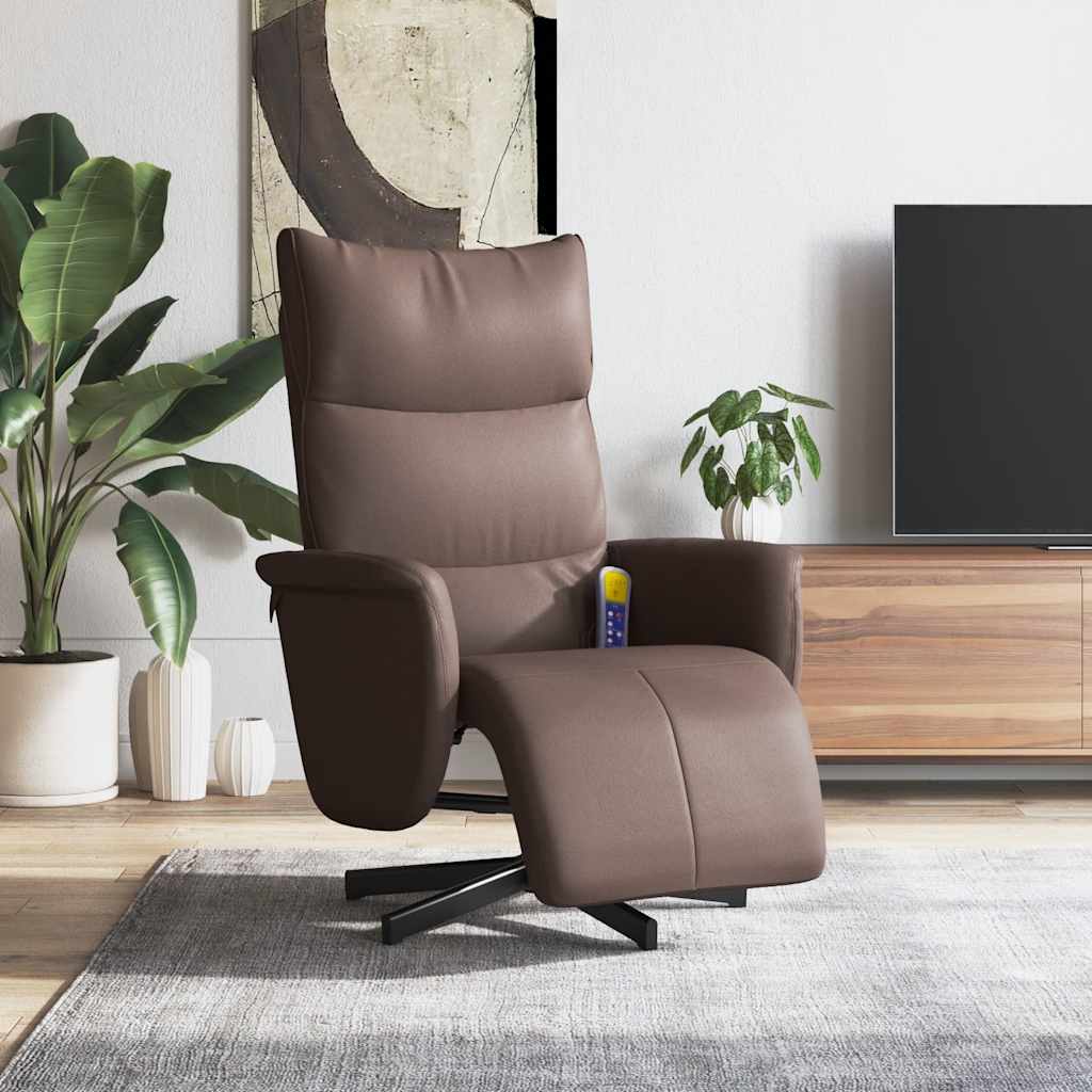 Massagesessel mit Fußteil Creme Kunstleder