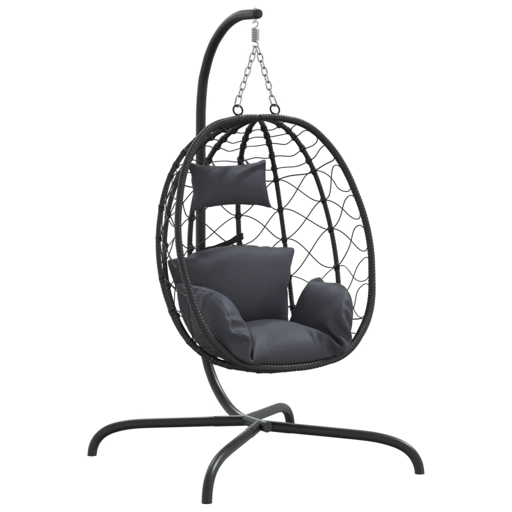 Hängesessel mit Kissen Taupe Poly Rattan & Stahl