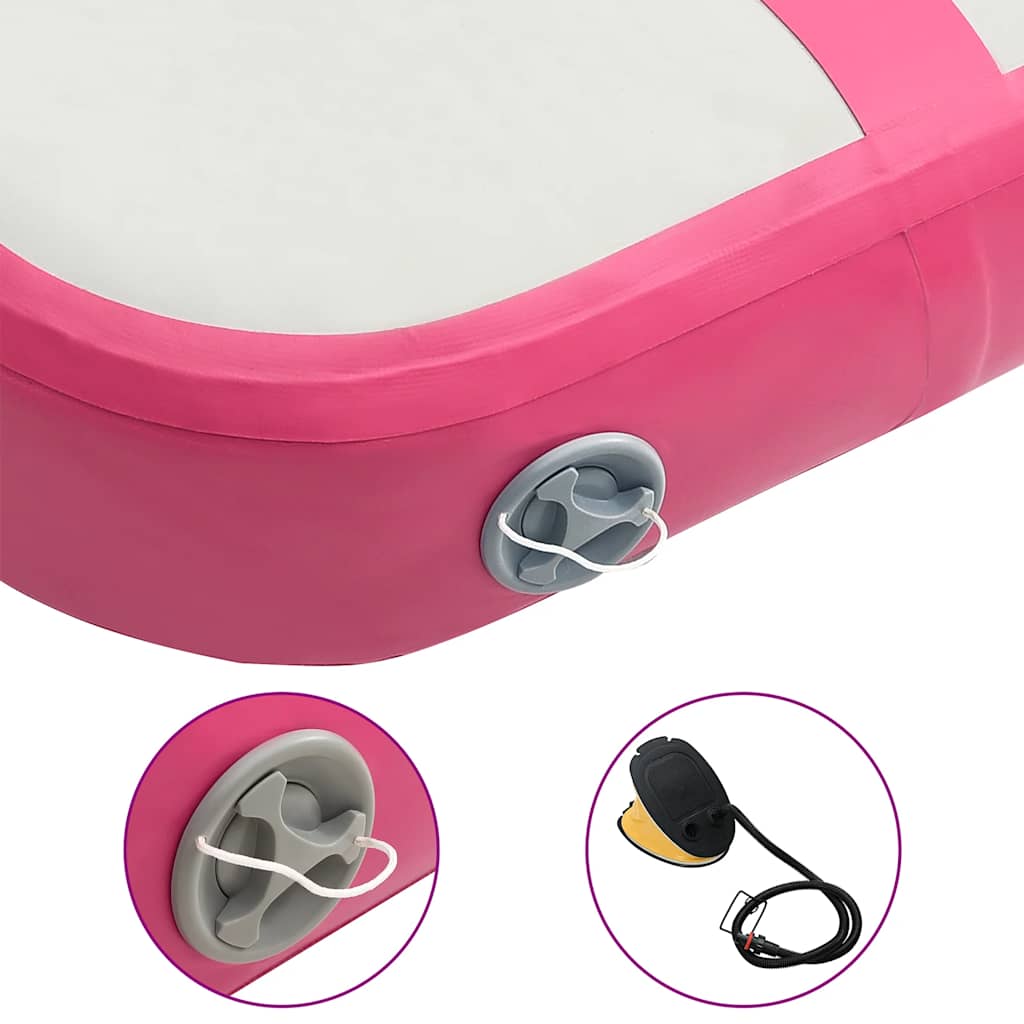 Aufblasbare Gymnastikmatte mit Pumpe 300×100×10 cm PVC Rosa