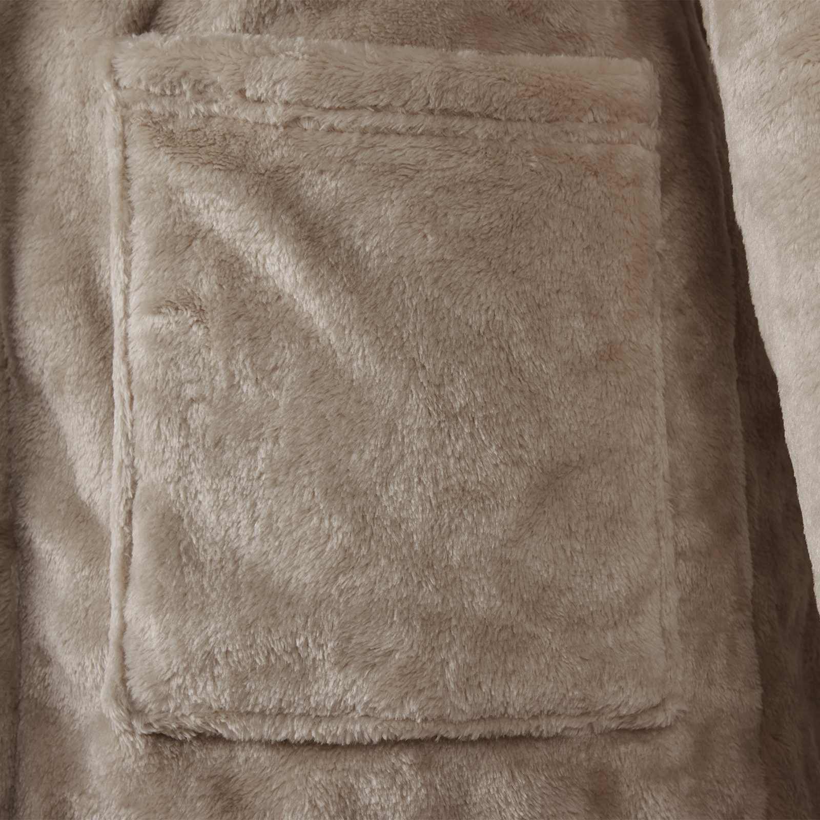 Bademantel Hoodie Beige S Flanell