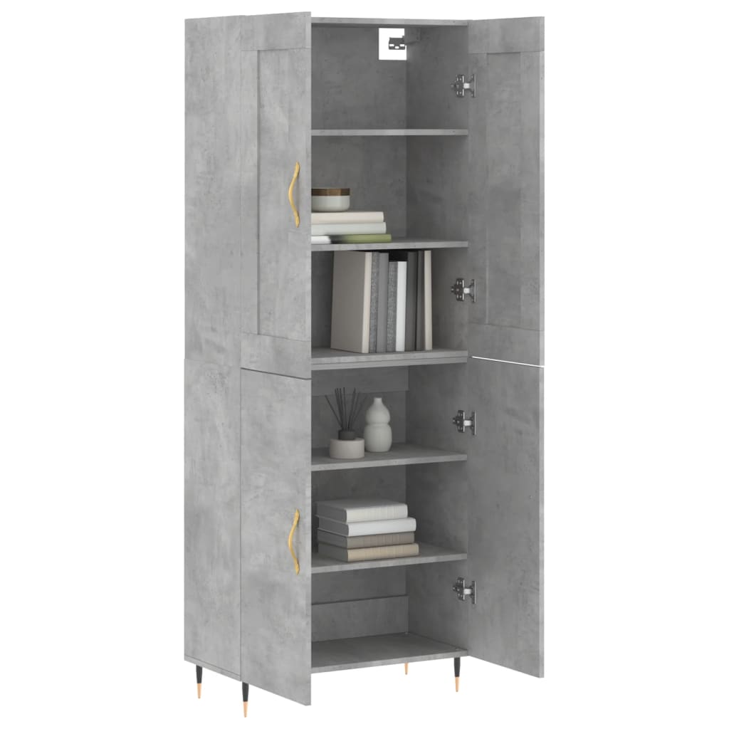 Highboard Betongrau 69,5x34x180 cm Holzwerkstoff