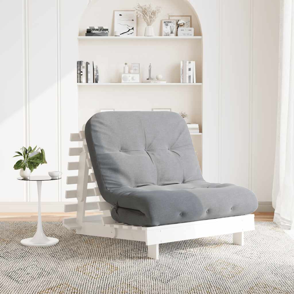 Futon Schlafsofa mit Matratze Braun 70x206x11 Massivholz Kiefer