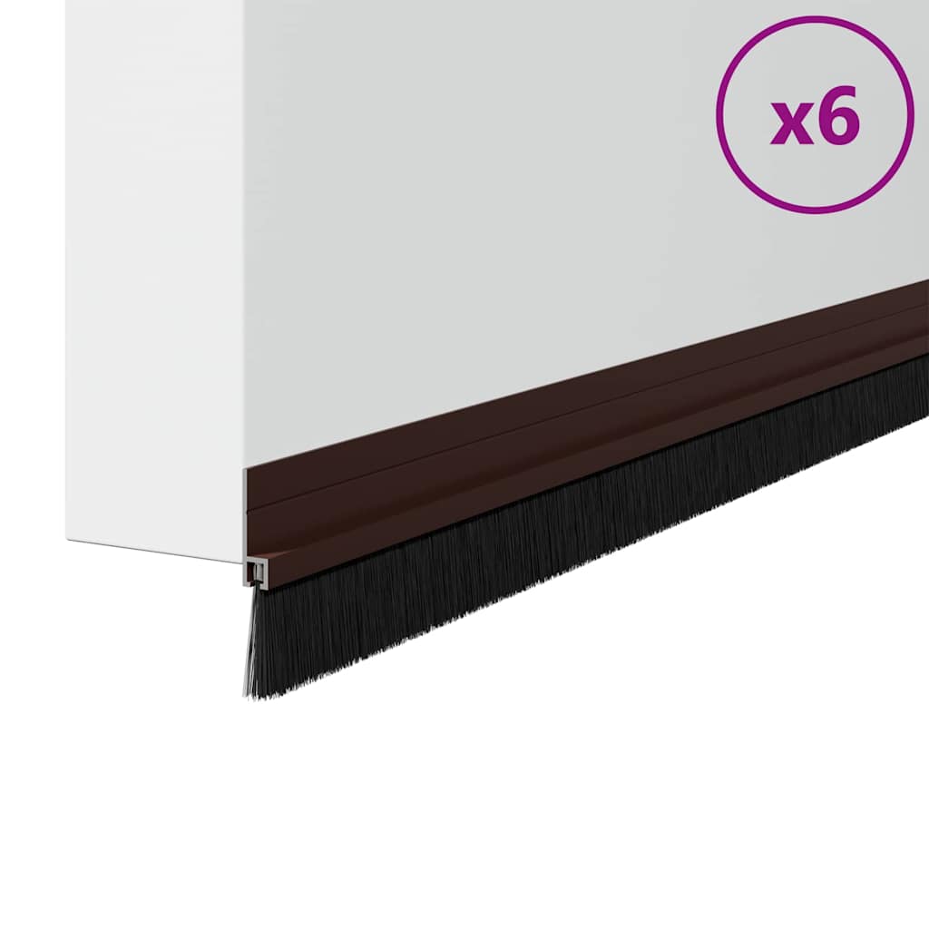 Selbstklebende Türbürstendichtungen 2 pcs Braun 100 cm