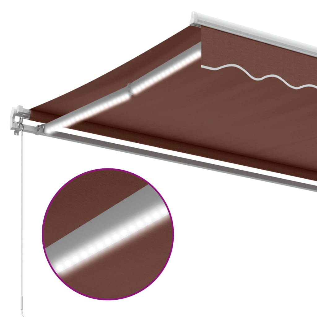 Markise Manuell Einziehbar mit LED 300x250 cm Blau und Weiß