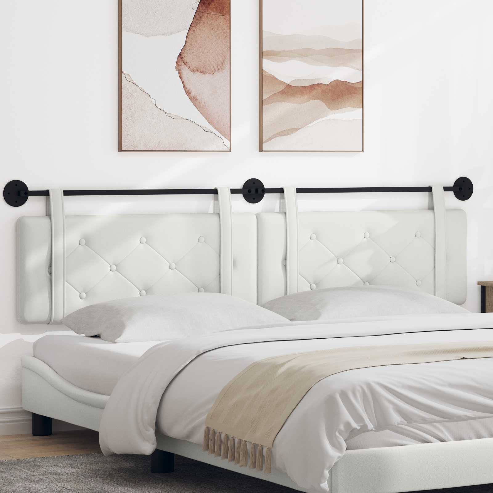 Hängendes Kopfteil Mit LED Licht Creme Kunstleder