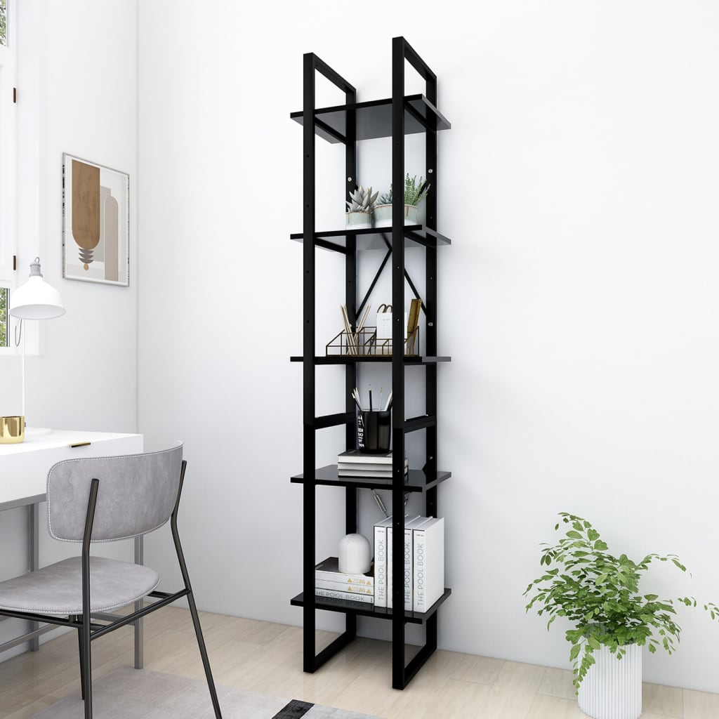 Bücherregal 5 Fächer Weiß 40x30x175 cm Holzwerkstoff