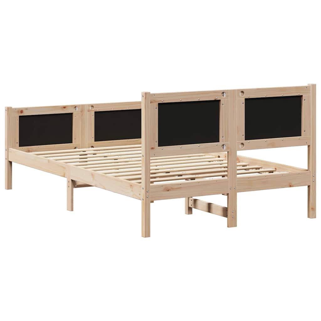 Bettgestell Braun und hellgrau 200 x 200 cm Massivholz Kiefer