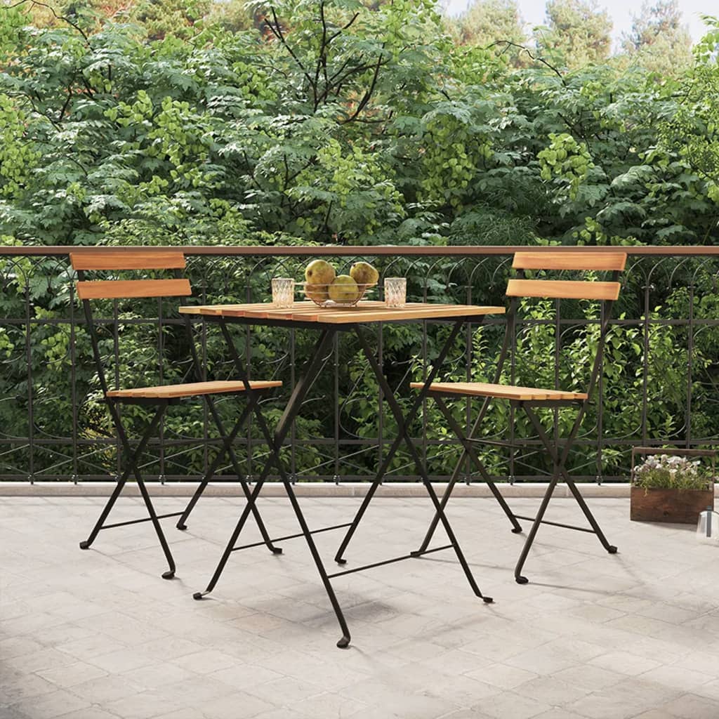 Bistrostühle 6 Stk. Klappbar Massivholz Teak und Stahl