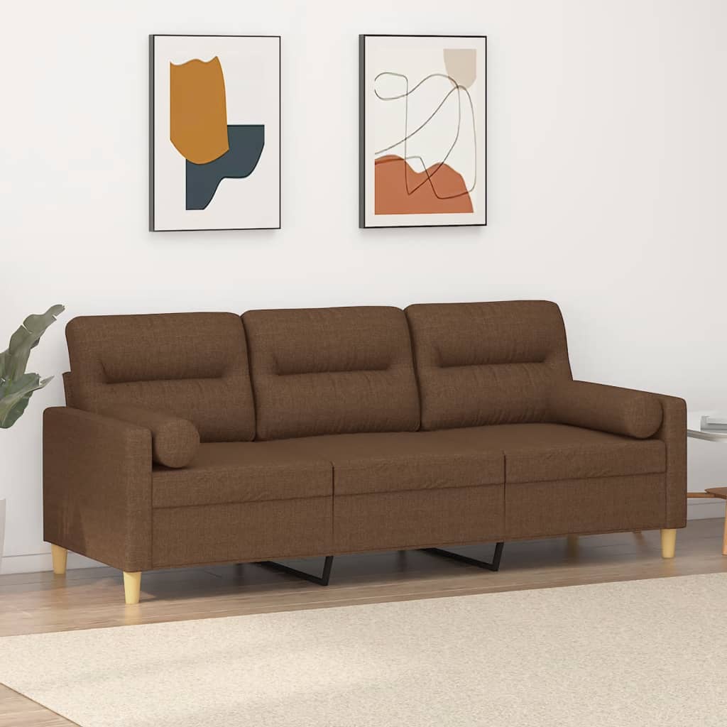 2-Sitzer-Sofa mit Zierkissen Braun 120 cm Stoff