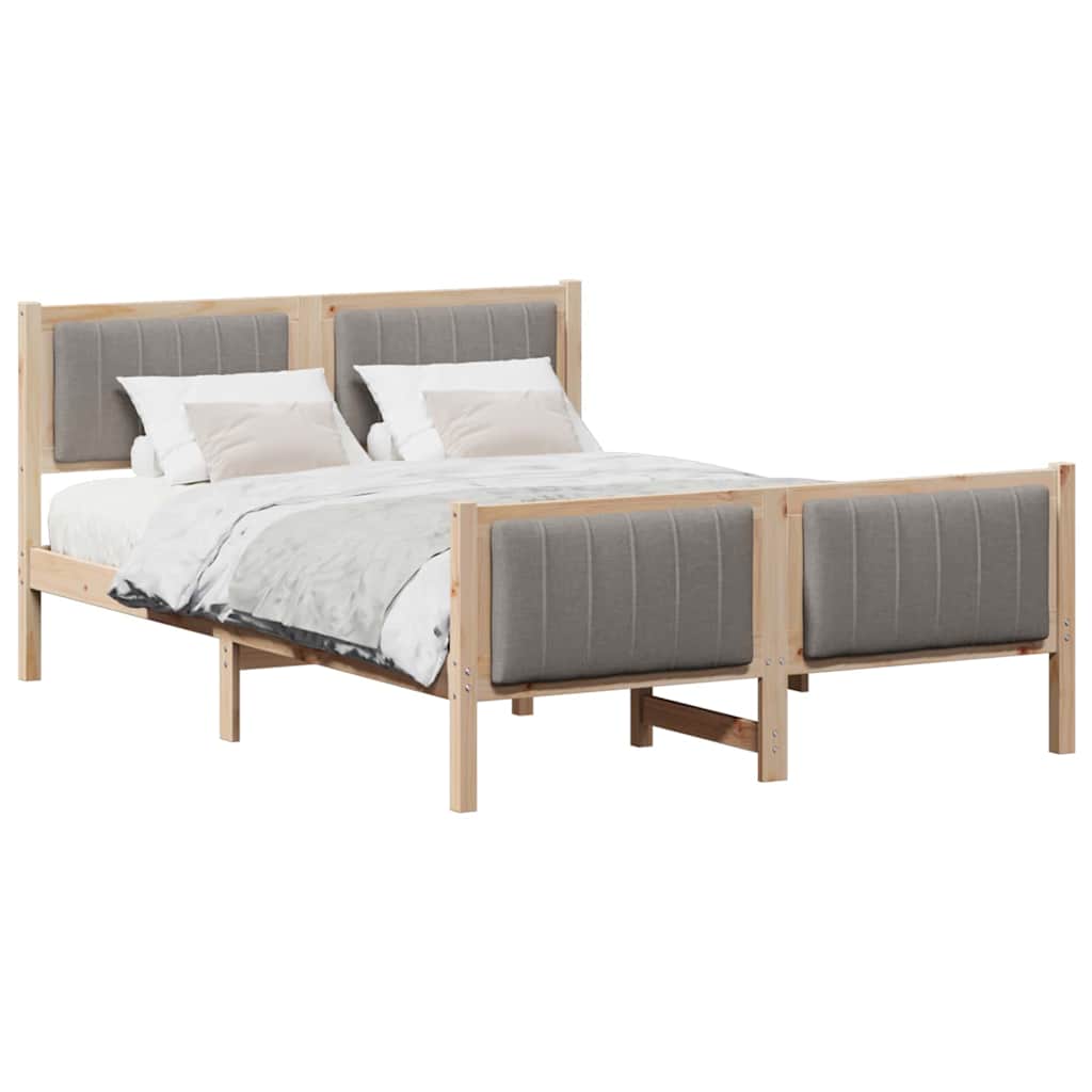Bettgestell Braun und hellgrau 200 x 200 cm Massivholz Kiefer